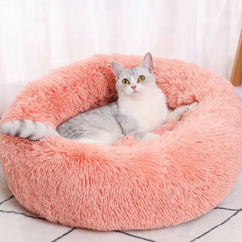 Cama Peluda Tipo Donut de 46cm para Gatos y Perros Pequeños