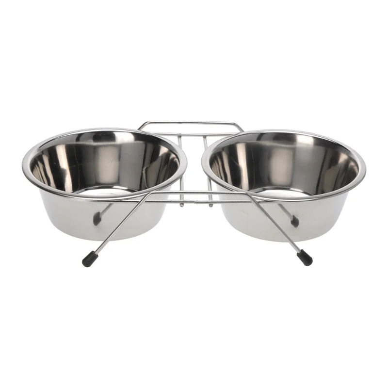 Comedero Doble para Gatos de Acero Inoxidable de 13cm