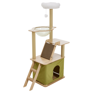 Torre para Gatos con Rascador de Madera y Tela